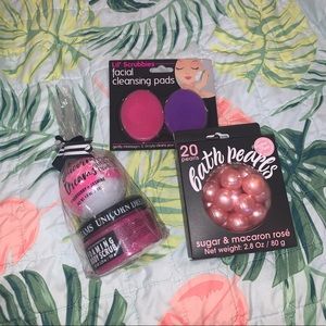 Bath bomb, scrub, bath beads and facial scrub